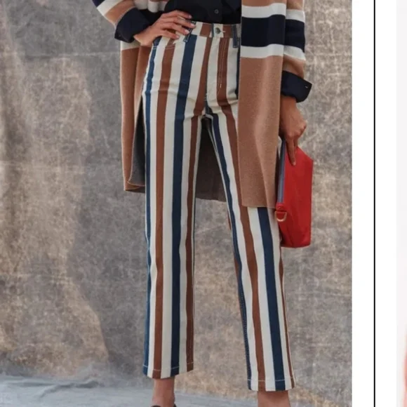 Striped Straight Leg Ankle Jeans Size 31/12 - Picture 4 of 11